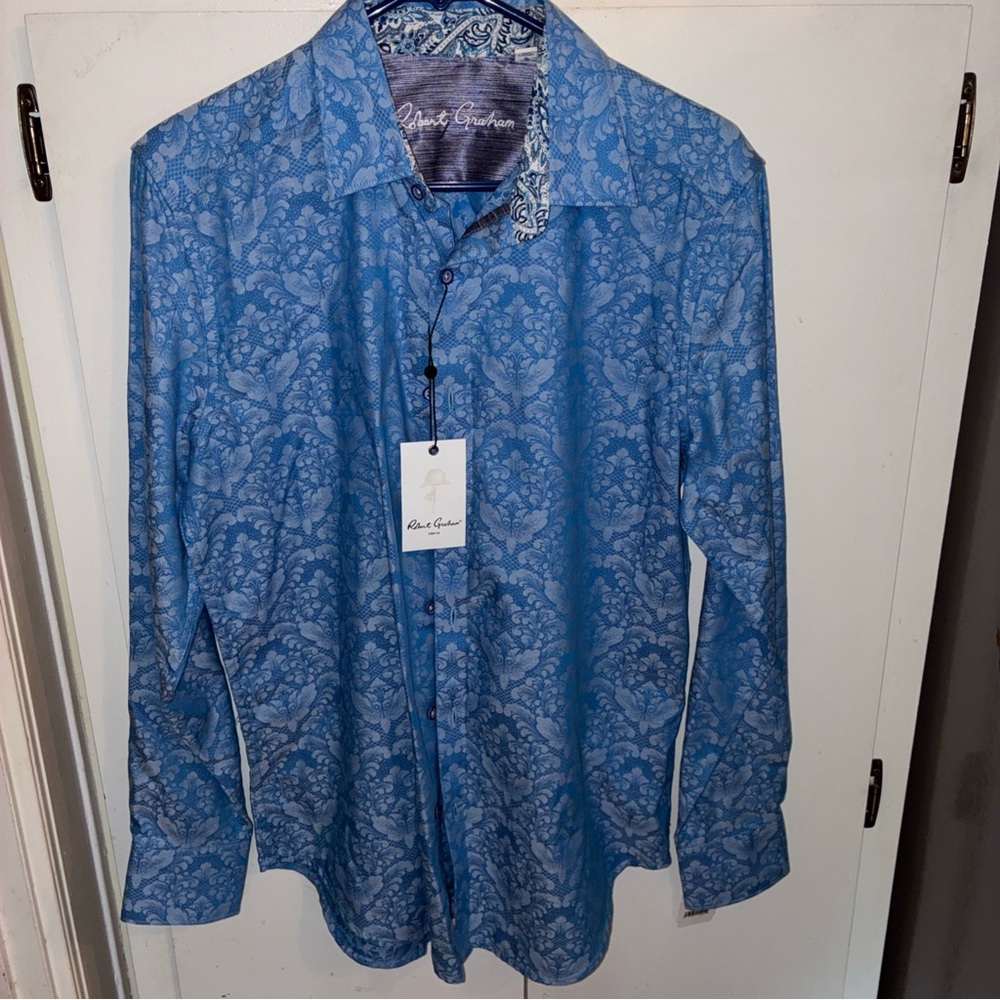 Nwt Robert Graham Men's Blue Floral Button-Down Shirt small bayview